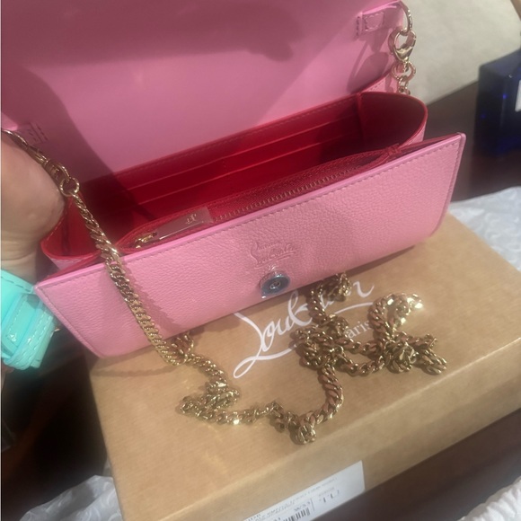 Christian Louboutin Pink Clutch with Gold Chain - Picture 5 of 5